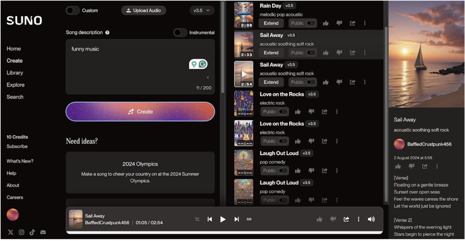 9. Suno AI: Create Full Songs from Text image